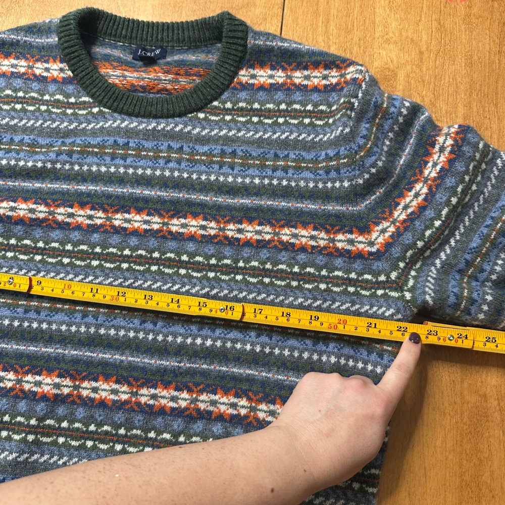 J.Crew Lambswool Blend Fair Isle Crewneck Sweater Mens L Heritage Nordic Cabin - Picture 6 of 11